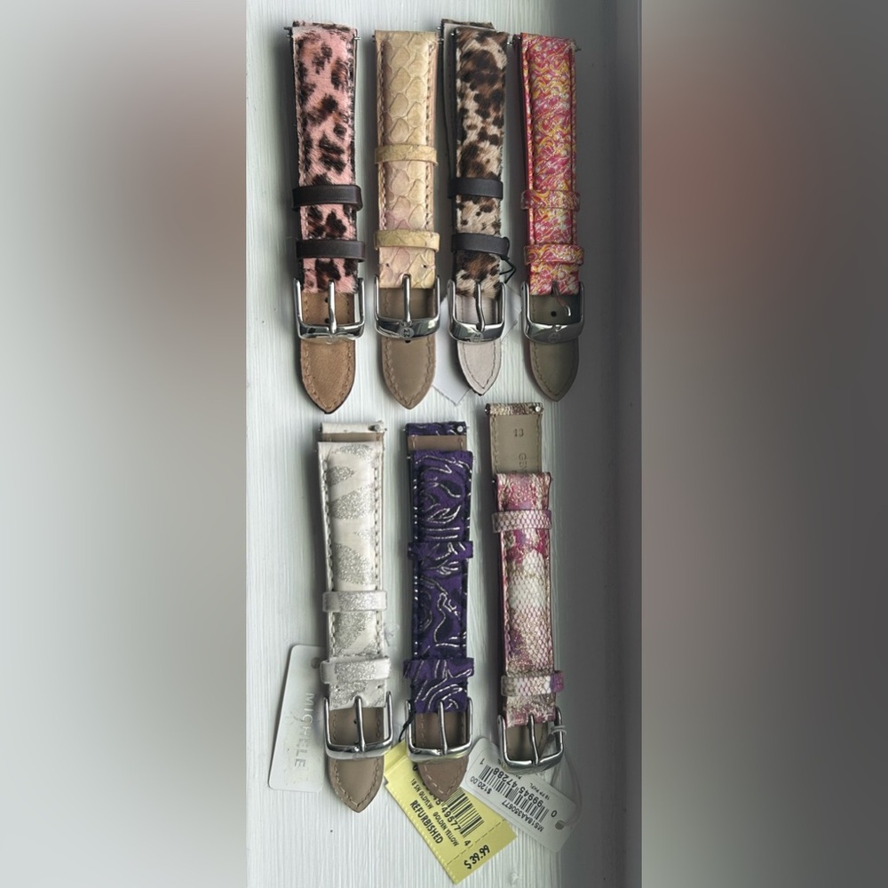 Lot of 7 Authentic Michele Straps bands 18mm Leather Snake Skin